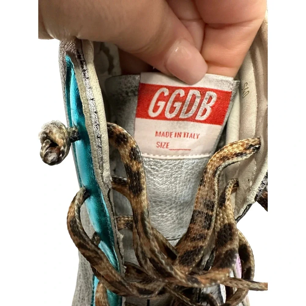 Golden Goose Deluxe Brand Slide‎ Silver rainbow High Top Sneakers 40